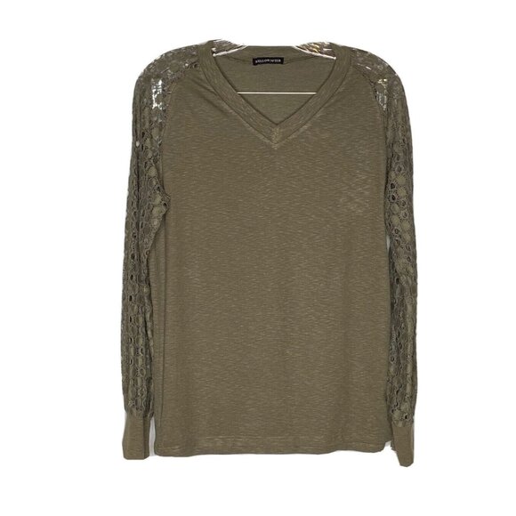 Syellowafter Tops - SYellowafter Green Ribbed Lace Long Sleeve Top S